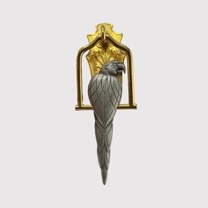 JJ Jonette Silver Tone Parrot on Gold Tone‎ Swing Brooch Pin